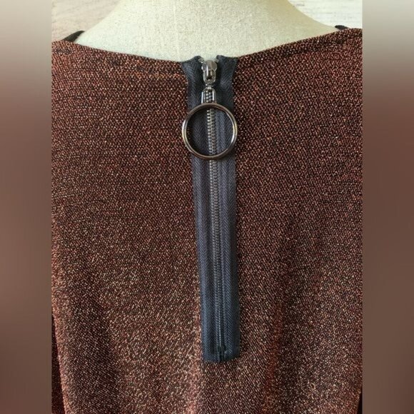 IC by Connie K Medium Rust Black Metallic Bateau Neck Tunic - Picture 7 of 12